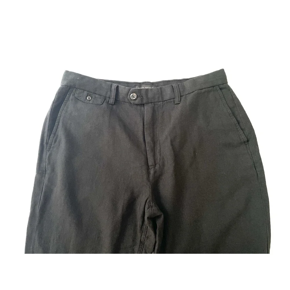 NEW Banana Republic Athletic-Fit Linen-Blend Trouser Pants 33x30 Black $90